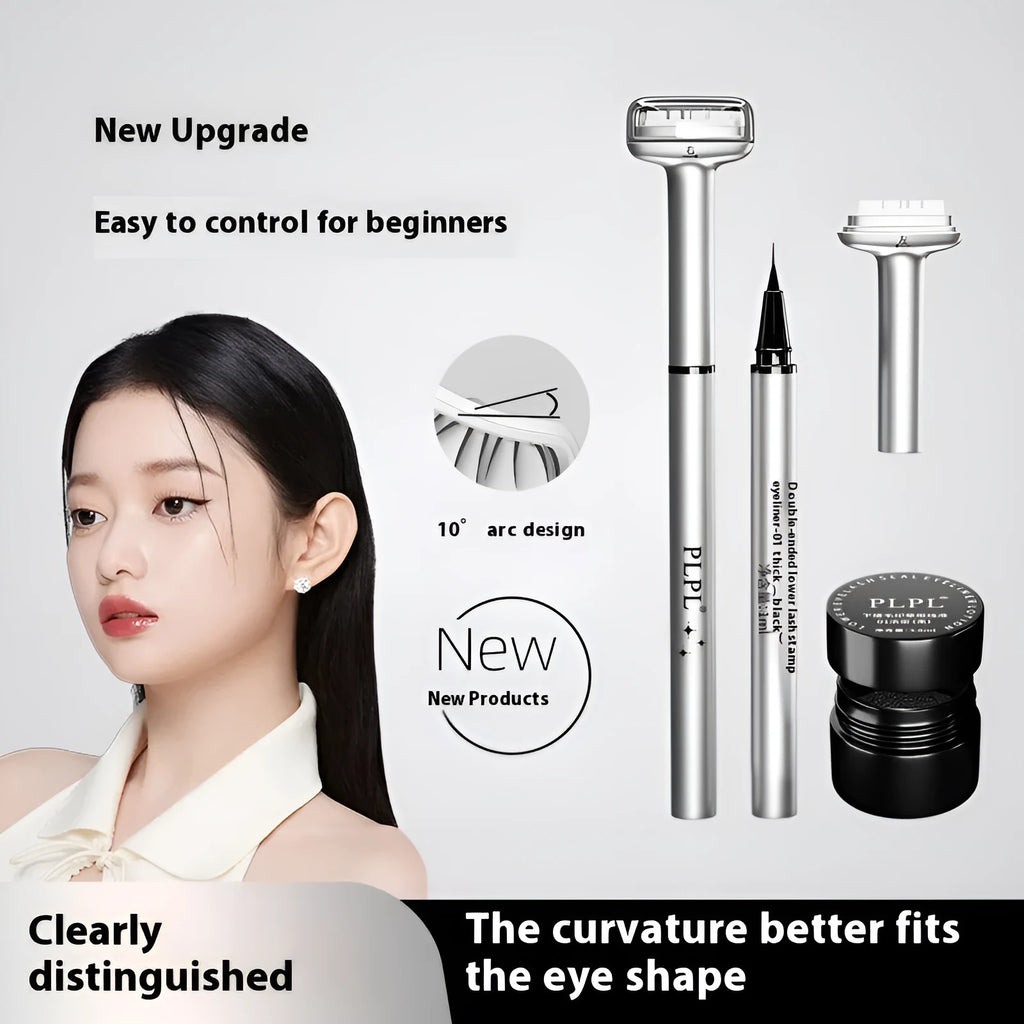Double-headed waterproof quick-dry eyeliner pen and lotion in black and brown for smudge-proof lower lash sealing