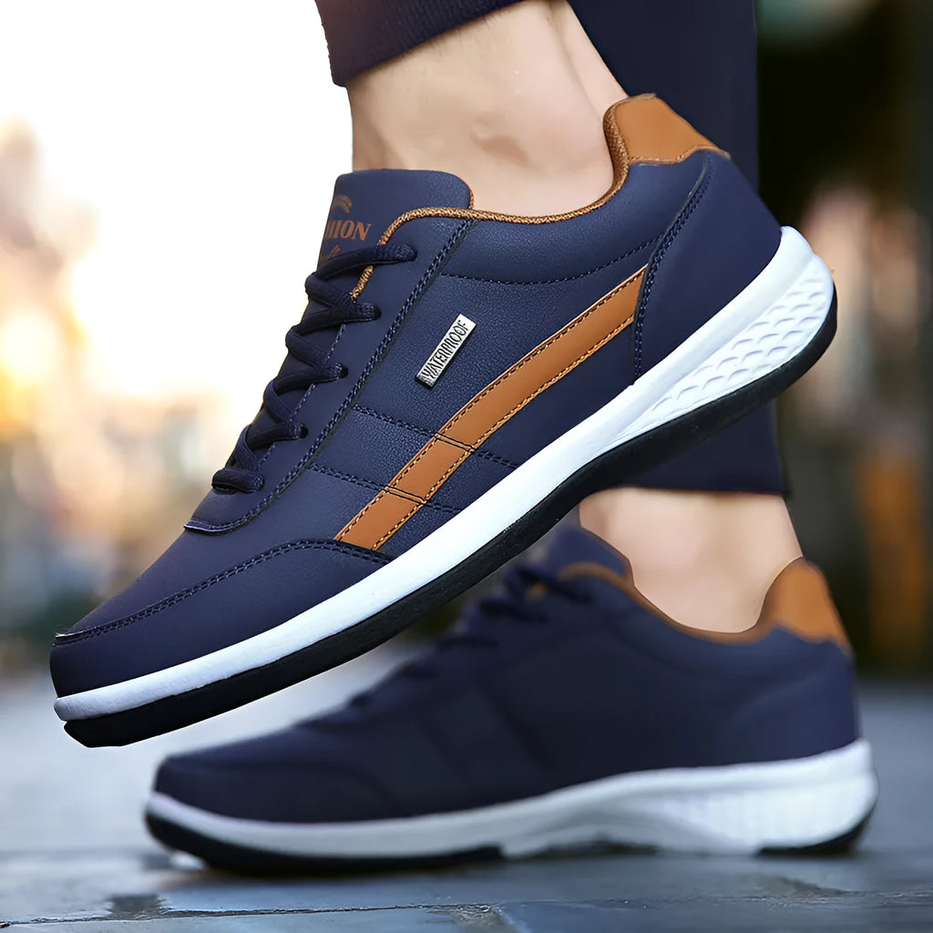 Men's breathable non-slip vulcanized casual sneakers in black, dark blue, or white, sizes 39 to 44