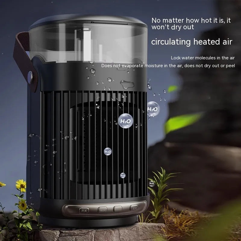 Black portable 2-in-1 space heater and humidifier with front control panel.