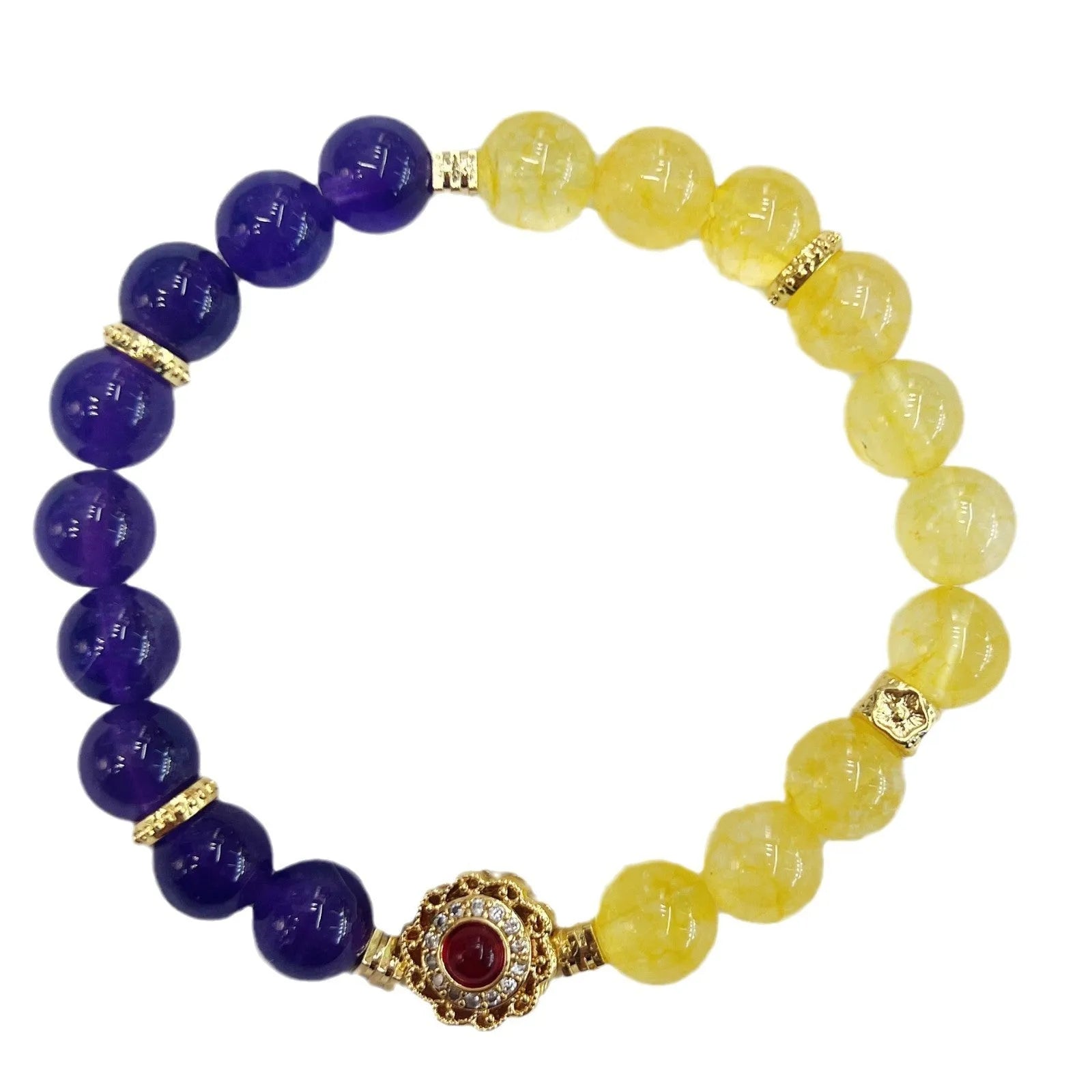 Handmade yellow and purple amethyst crystal women's bracelet jewellery