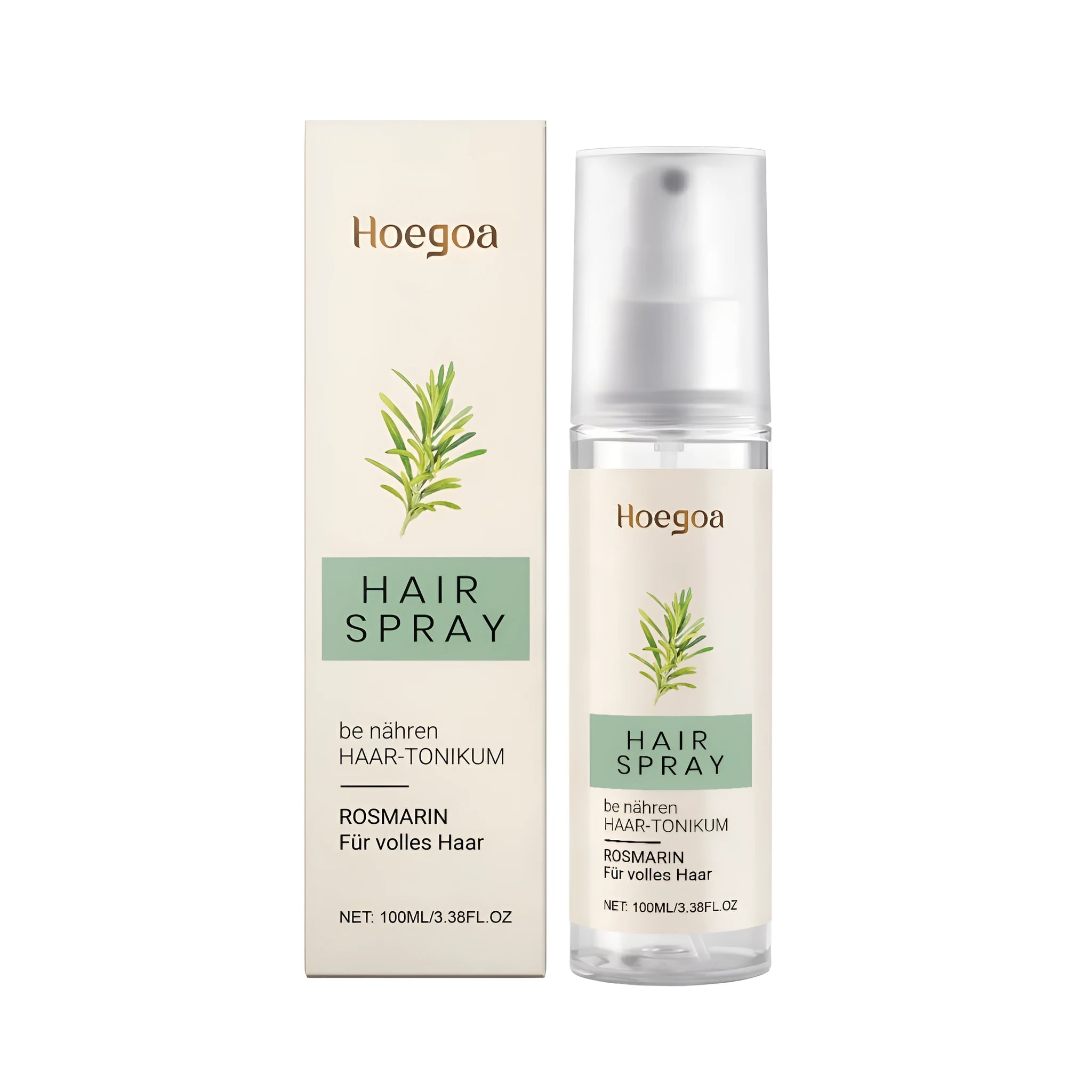 Rosemary hair spray 100ml bottle with botanical extracts including ginger and Polygonum multiflorum for natural hair care