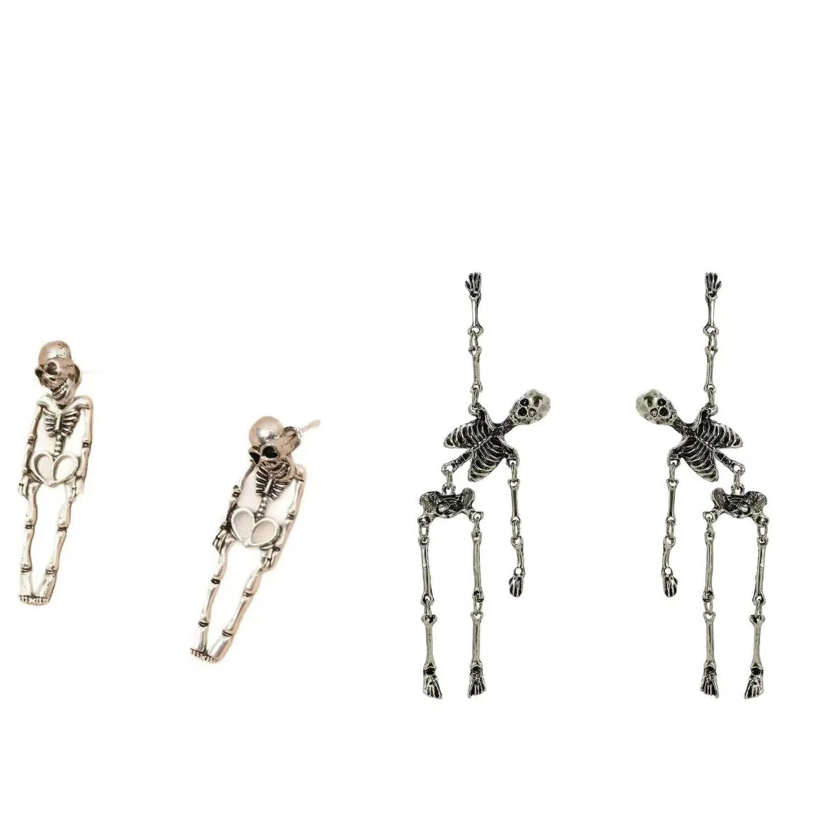 Halloween human skeleton earrings exaggerated dark wind alloy antique gold for women