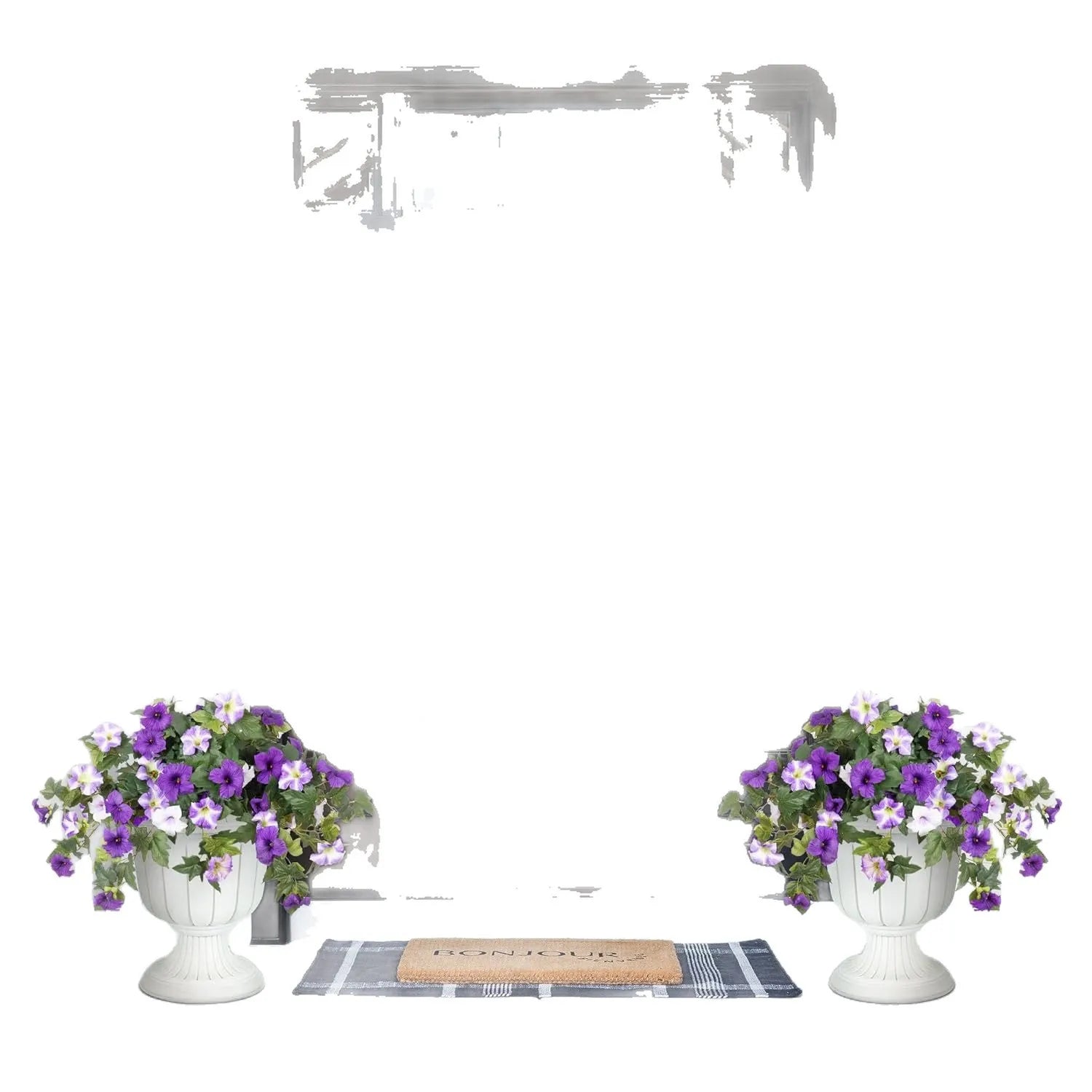 Plastic and silk artificial flower bouquet with 12 metal fork stems for outdoor garden decoration.