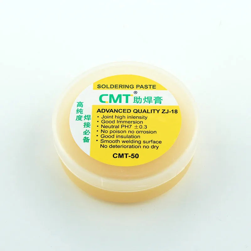 Rosin soldering flux paste in container for electric soldering iron applications