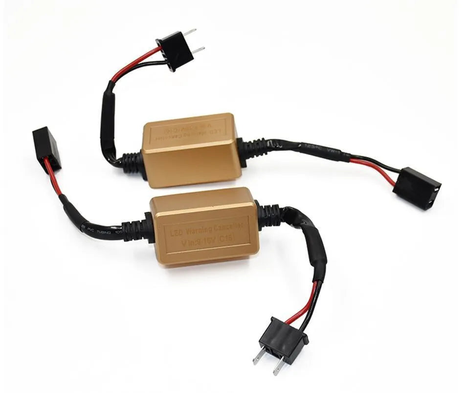 Black alloy LED car headlight Canbus decoder module for H4 H7 H11 bulbs on a plain background.
