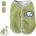 Green coral fleece dog vest with leash ring on back for small dogs