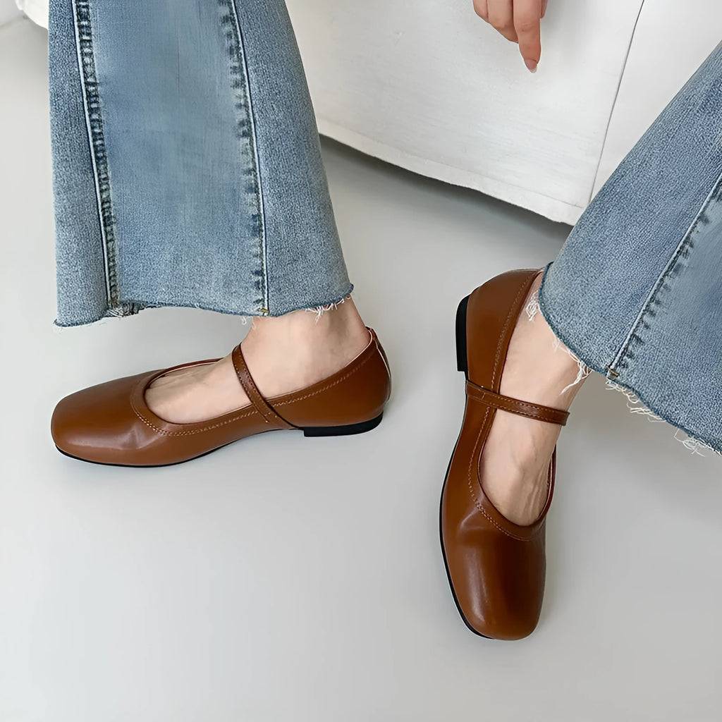 Mary Jane shoes retro flat bottom sheepskin pumps low heel round toe black brown white ladies footwear