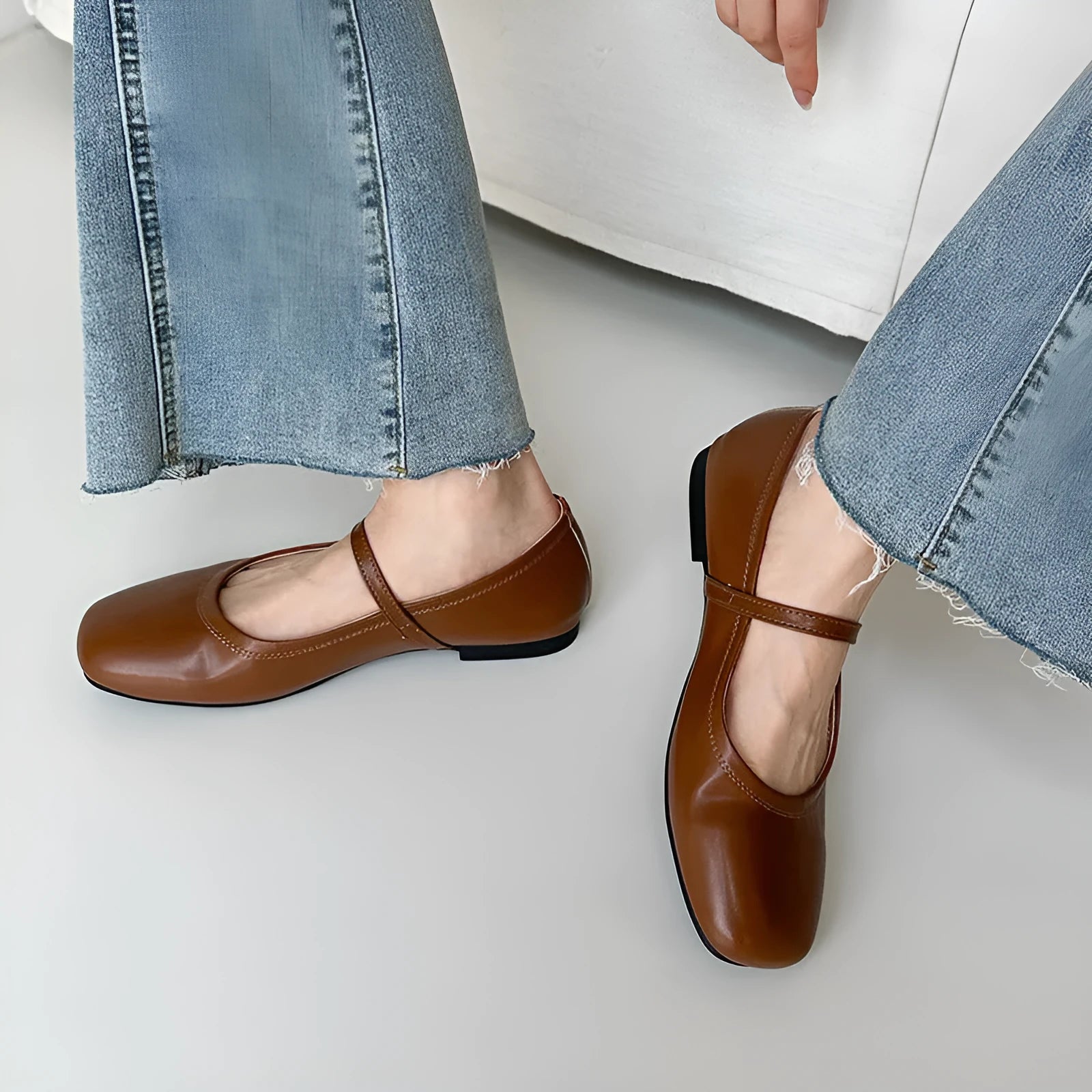 Mary Jane shoes retro flat bottom sheepskin pumps low heel round toe black brown white ladies footwear