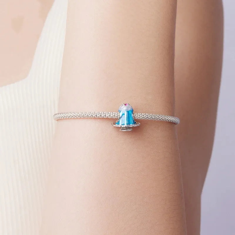 S925 sterling silver dripping pudding bead, 1.2x1.3cm, with 0.45cm aperture on white background