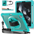 iPad Mini 6 case with rotating bracket and lanyard in black PC TPU material