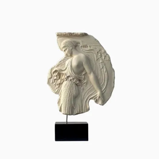 Italian-style Wine Goddess resin sculpture ornament on a shelf, measuring 35cm tall.