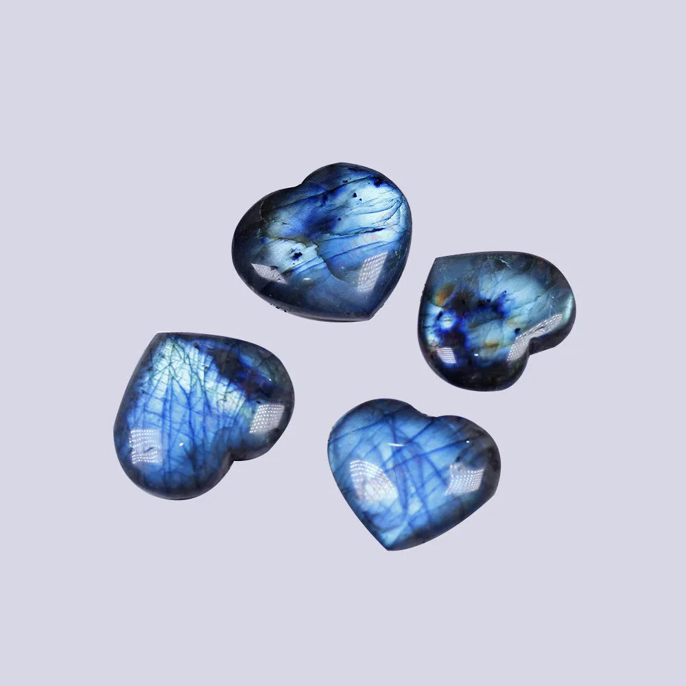 Natural pull feldspar heart pendant with handle detail in ocean blue moonlight colour