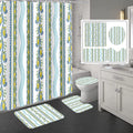 Bomi printed polyester shower curtain and anti-slip floor mat set in modern simplicity style, multiple colours