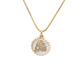 Gold plated copper bottle cap pendant necklace on a 40cm box chain.