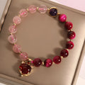 Natural strawberry crystal bracelet for women on elastic rope 18cm picture colour simple style