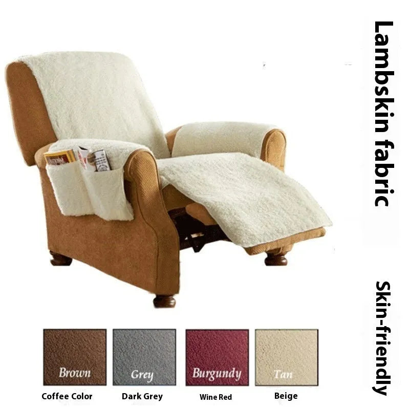 Lamb wool texture sofa cover in beige colour showing universal fit design for furniture protection