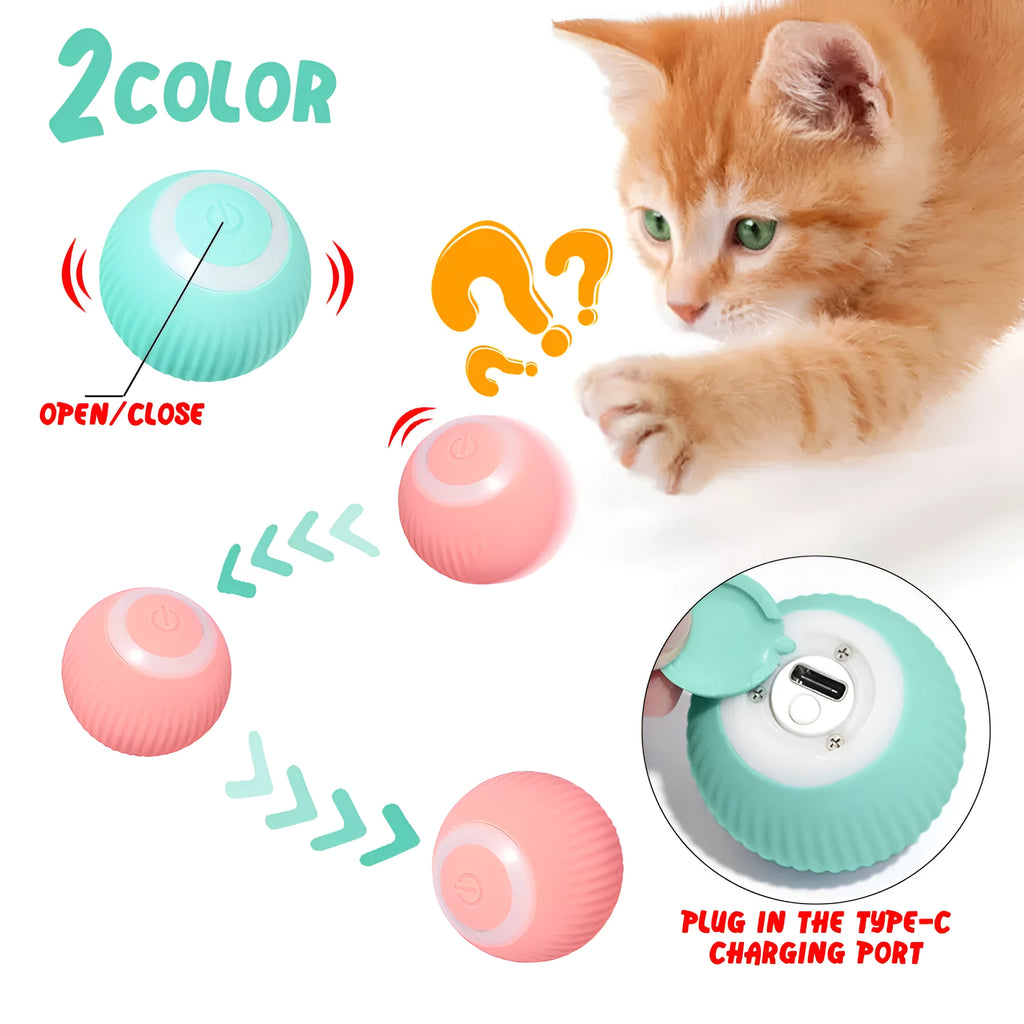 Cat Gravity Intelligent Rolling Ball 43mm automatic pet toy with bionic motion and obstacle avoidance on hard floor