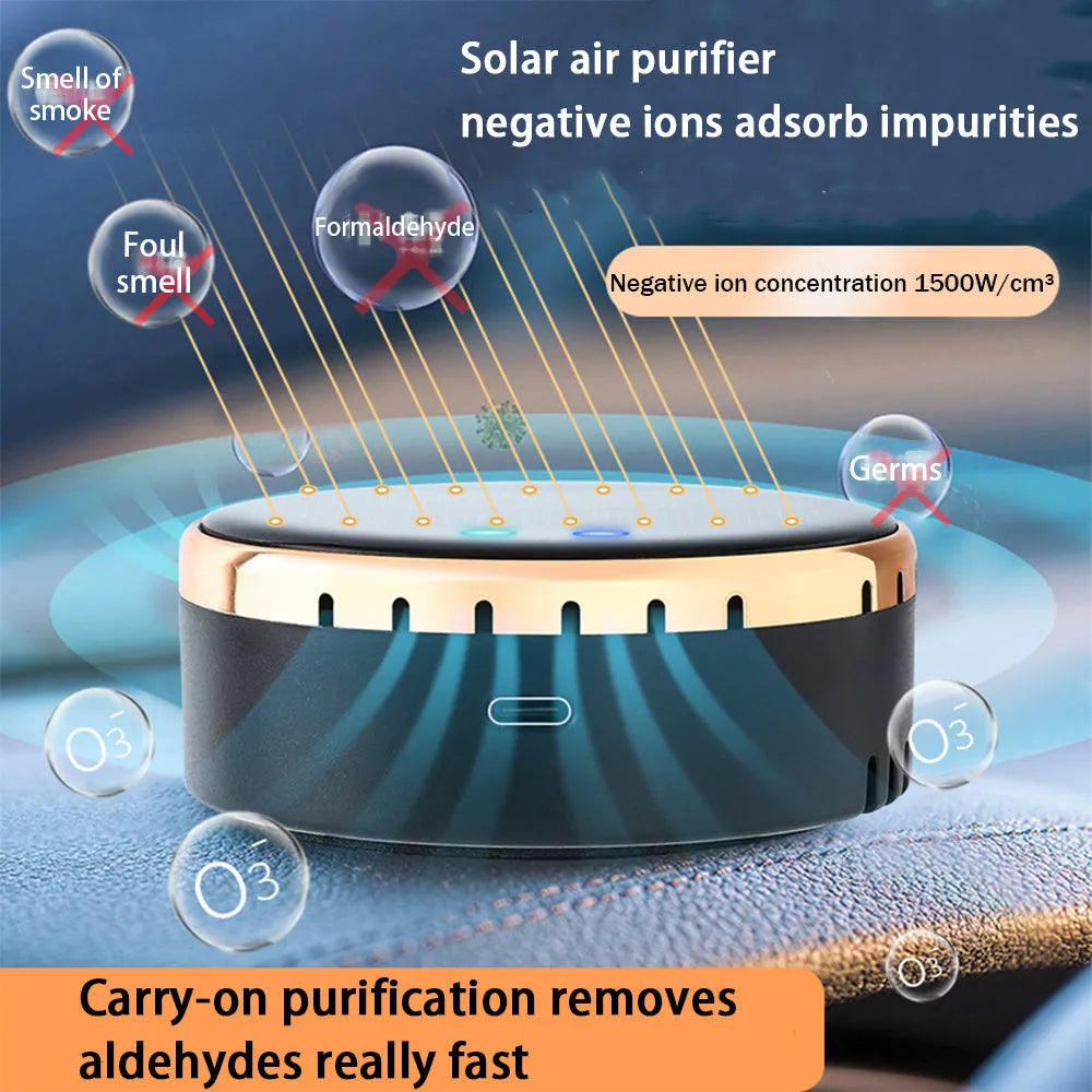 Solar-powered car air humidifier mounted in vehicle air conditioning vent