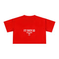 Red loose short sleeves round neck T-shirt for men and women in polyester fibre, straight cut leisure style