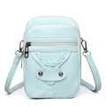 Soft PU leather mobile phone bag with square vertical design and retro weaving elements in choice of four colours