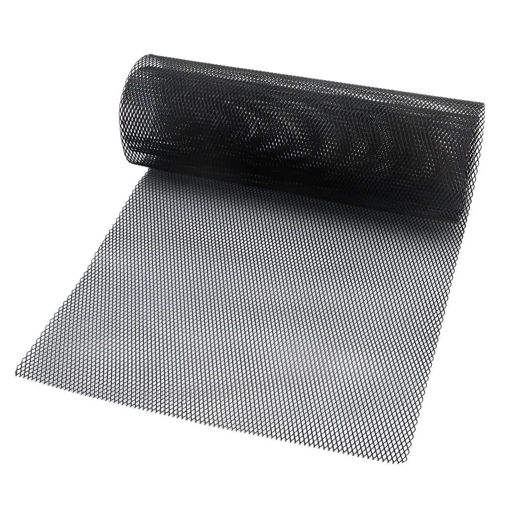 Aluminium alloy front bumper grille mesh panel 100x33 cm diamond grid pattern black silver universal fit