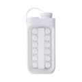 Light blue and white portable ice ball mould kettle showing 17-ball capacity and 2-in-1 bottle design