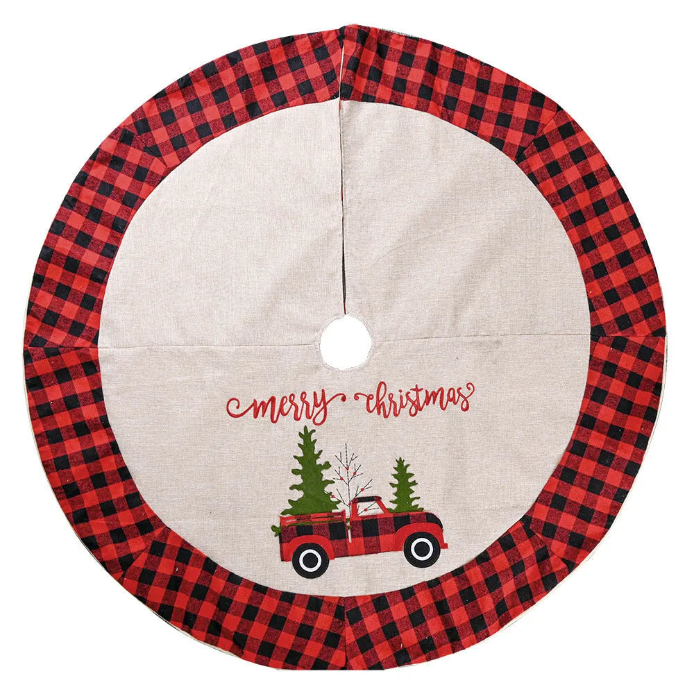 120cm round Christmas tree skirt in imitated linen cloth, colour as shown, for car or home tree decoration.