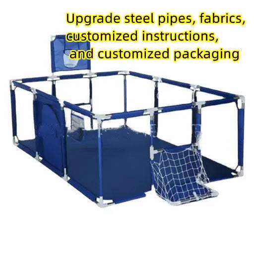 Stainless steel frame children's playpen tent with Oxford cloth enclosure in blue colour