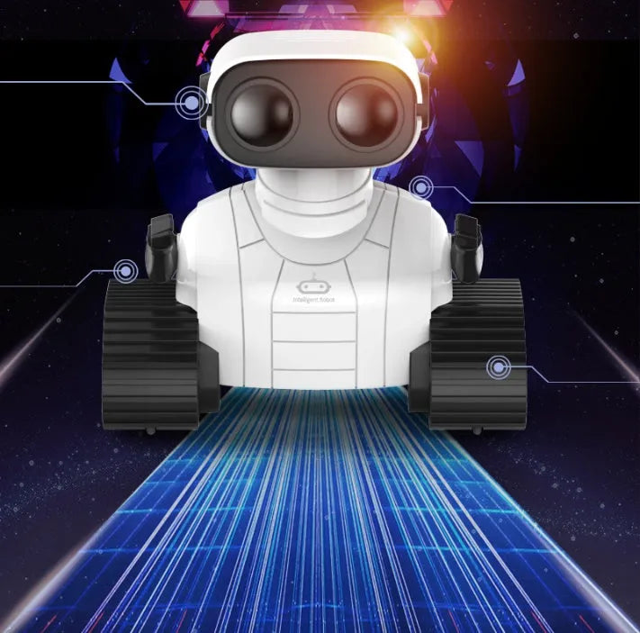 USB rechargeable remote control robot toy for children aged 7-14 years white plastic with sound and light dancing and remote control