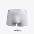 Men's cotton boxer shorts in solid colours showing size and colour options