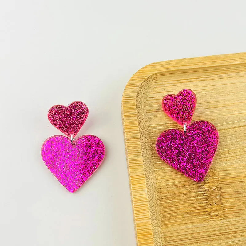 Acrylic geometric love earrings for women in picture colour, lightweight fashion jewellery