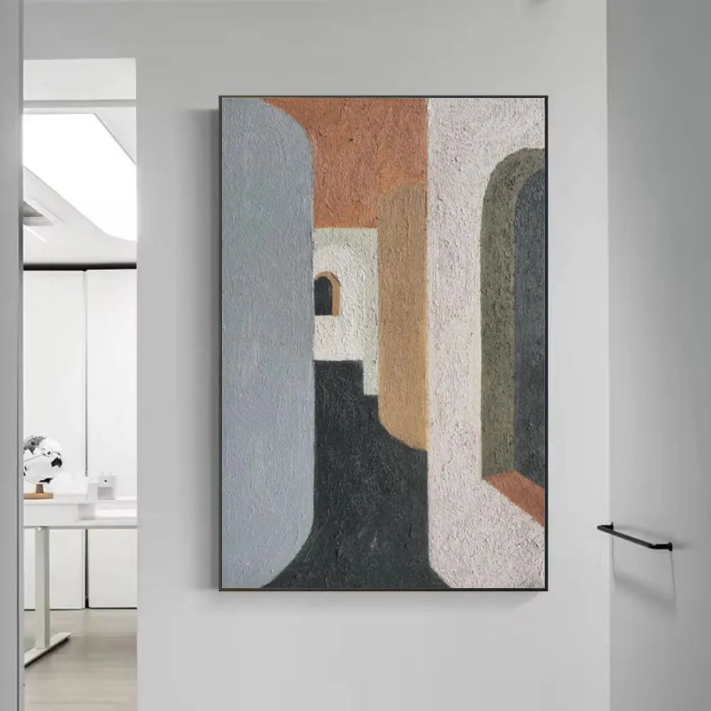Hand-painted modern abstract oil painting on canvas, rolled and frameless, for living room wall decor