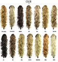 Chemical fiber ponytail extension with wavy long curly texture and grab clip, 65cm length, available in 12 colours