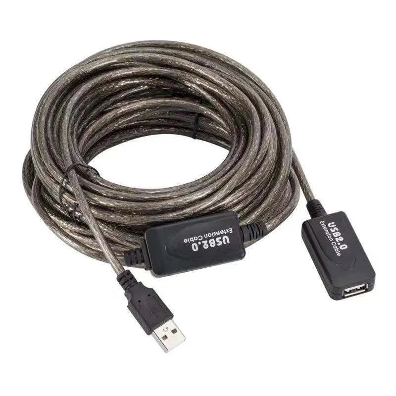 USB high speed data cable with chip 5m transparent black copper wire extension male to female