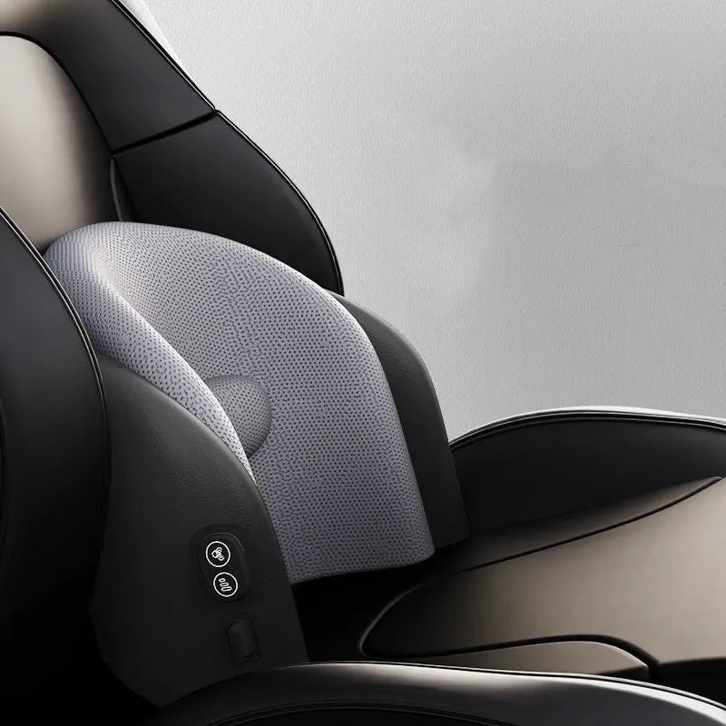 Car electric massage cushion with memory cotton construction in classic black colour on vehicle seat