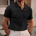Men's slim fit t-shirt with heavy waffle texture in blue colour, showing short sleeves and textured fabric detail