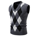 Men's plaid pullover leisure sweater in modal-spandex, loose fit, available in gray black khaki blue navy blue brown