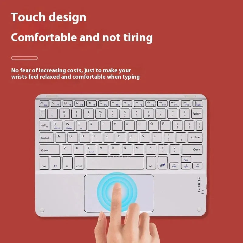 Bluetooth keyboard with touch pad, 10 inch, rechargeable, plastic, multiple colours available