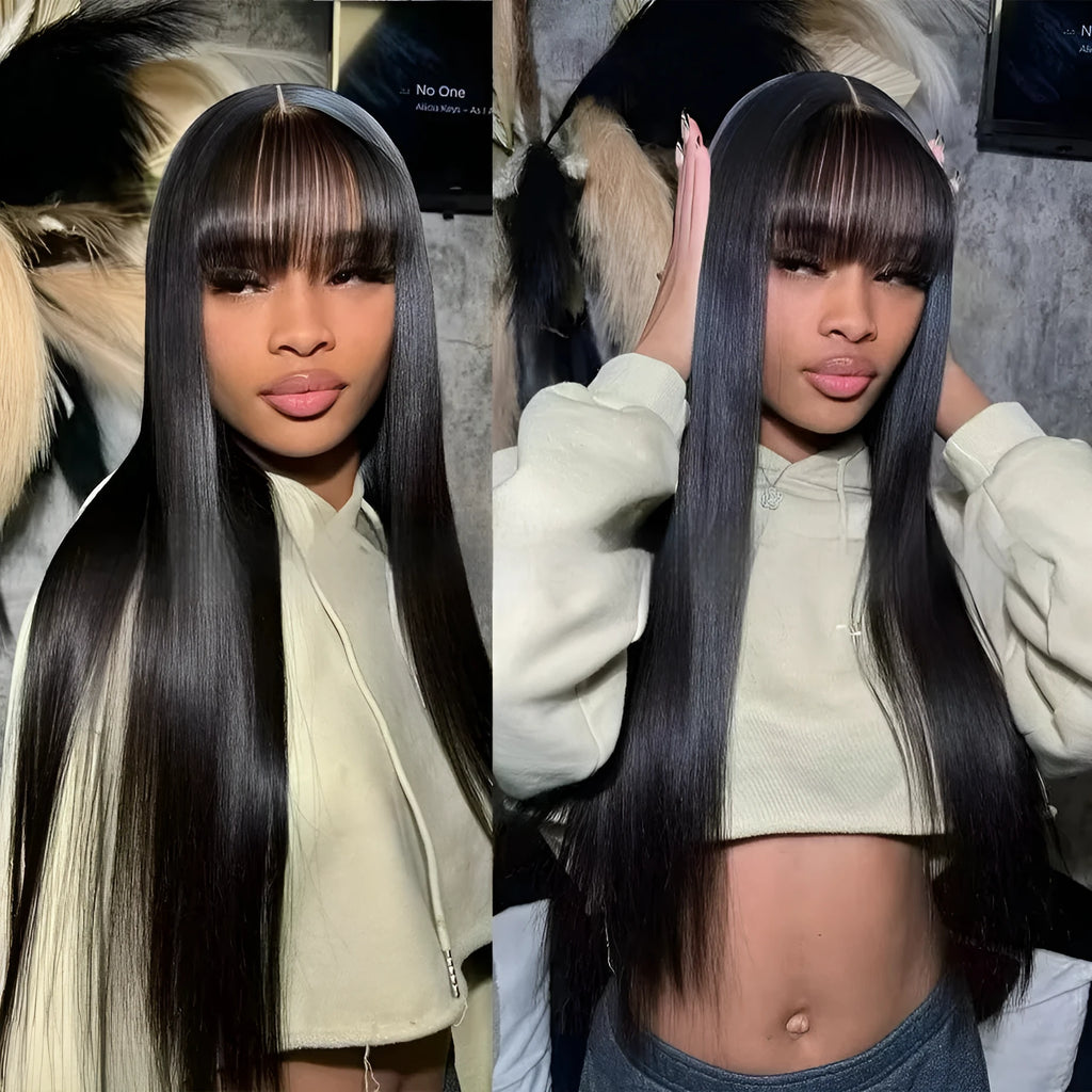 Full-mechanism human hair wig in natural colour with length options from 8 to 32 inches