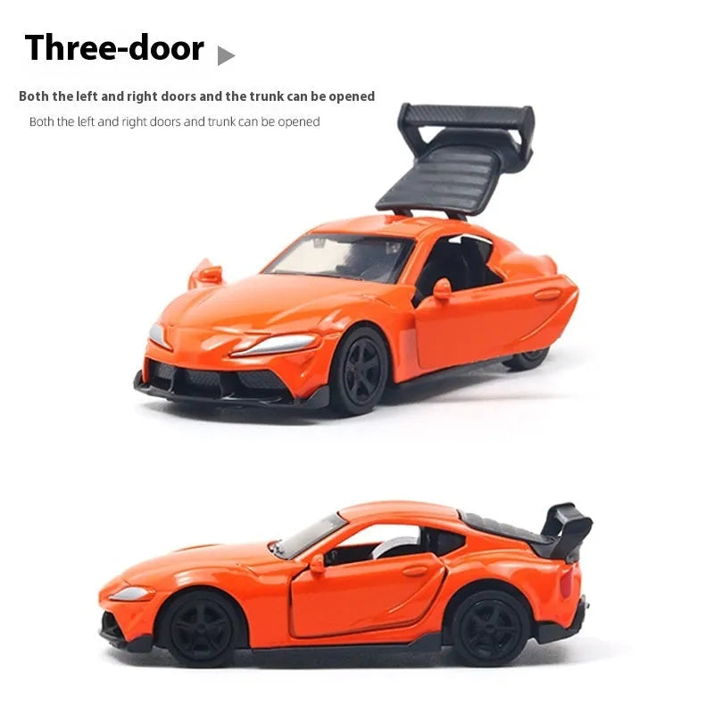 1:50 scale alloy sports car model toy in a random colour, bagged mini car for display