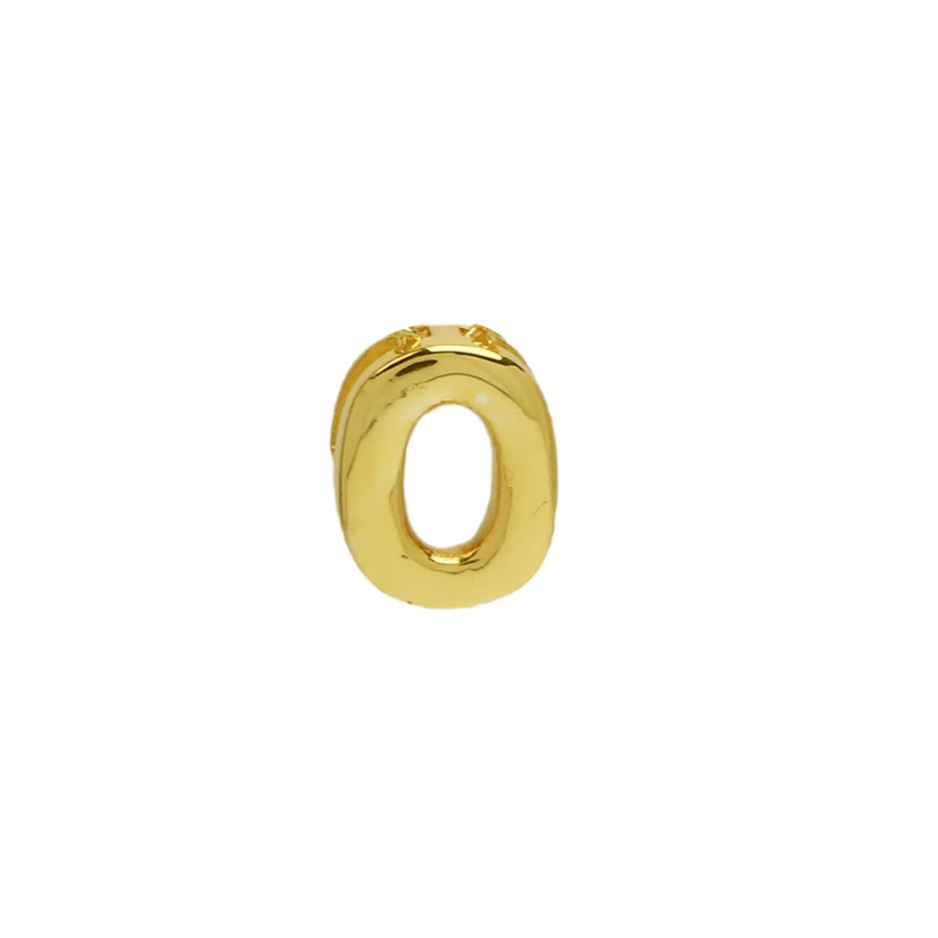 18k brass smooth surface bubble DIY letter bracelet with gold electroplated finish and letter pendant on white background