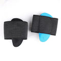 Blue elastic bandage foot pads with arch support for flat feet in adult and children sizes