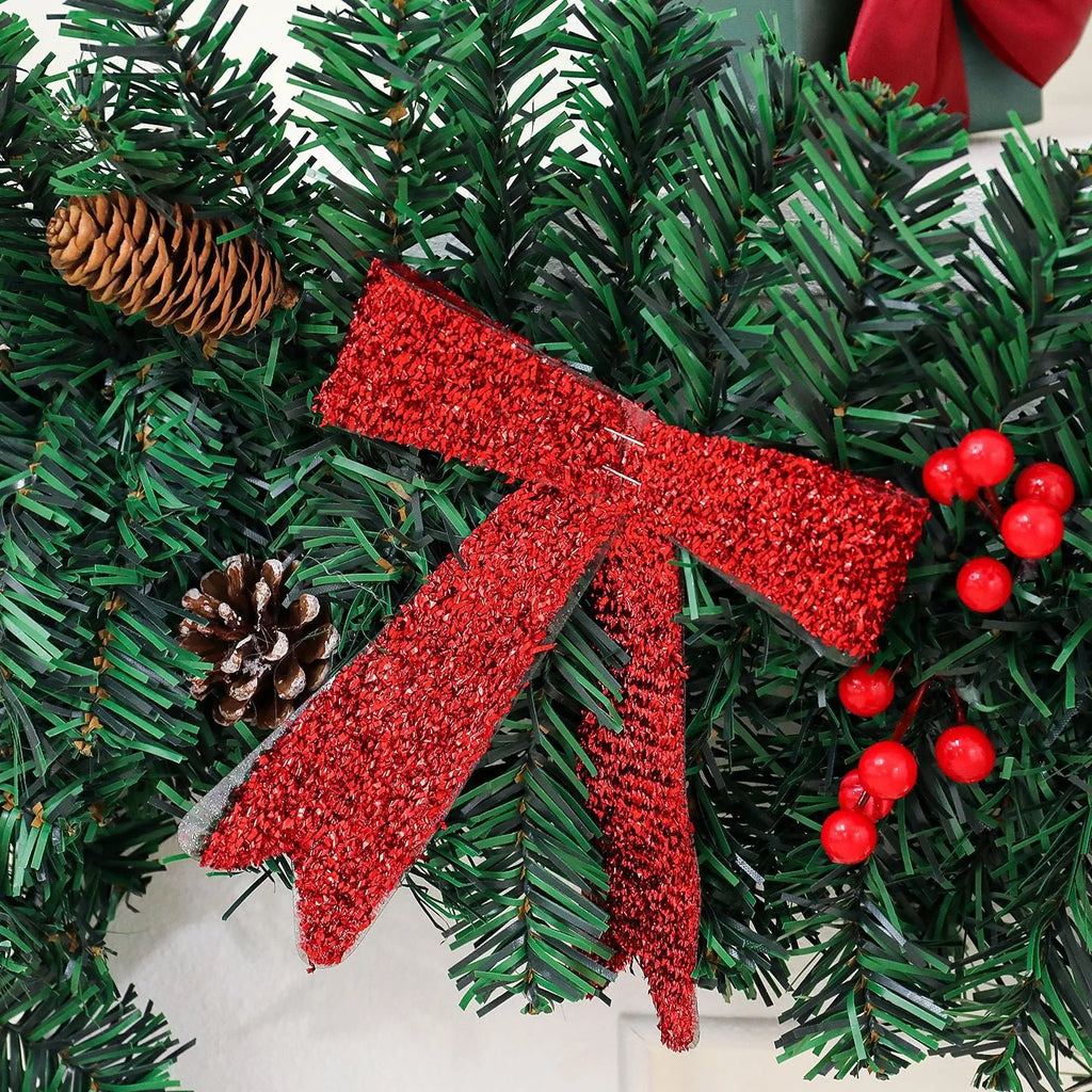 Christmas rattan decorative cane with pine cone bow in European modern art style