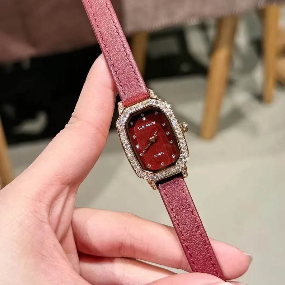 Alloy Chinese style women's wristwatch with 8mm thick case, showing choice of dial designs like octagonal or diamond.