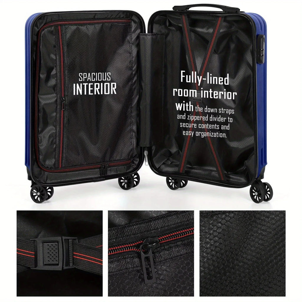 Aluminium alloy two-piece luggage set showing 14-inch carry-on and 20-inch checked suitcase
