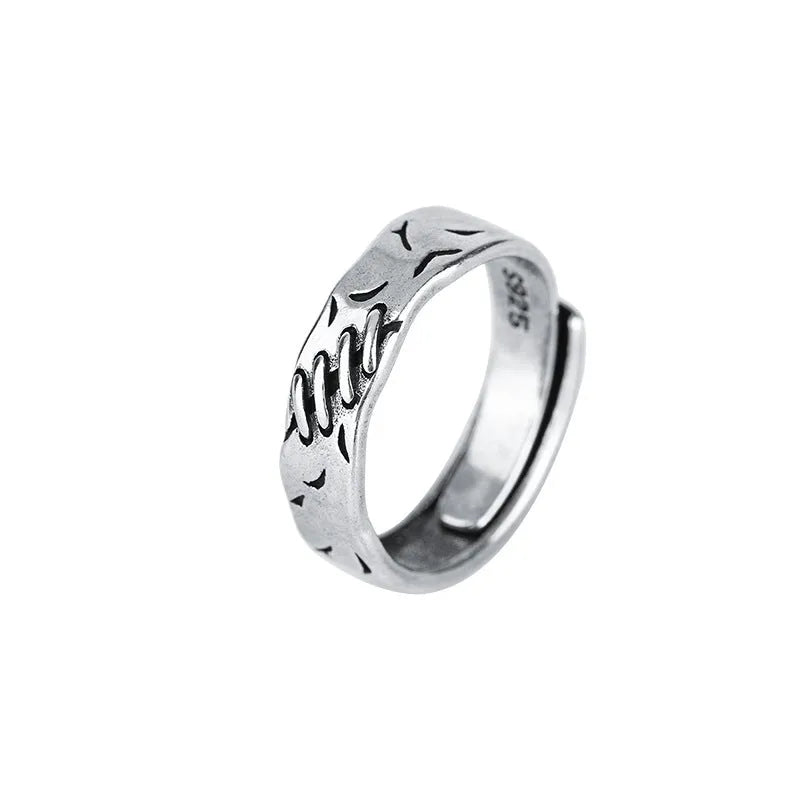 Black geometric copper ring with adjustable opening for women's fashion jewellery