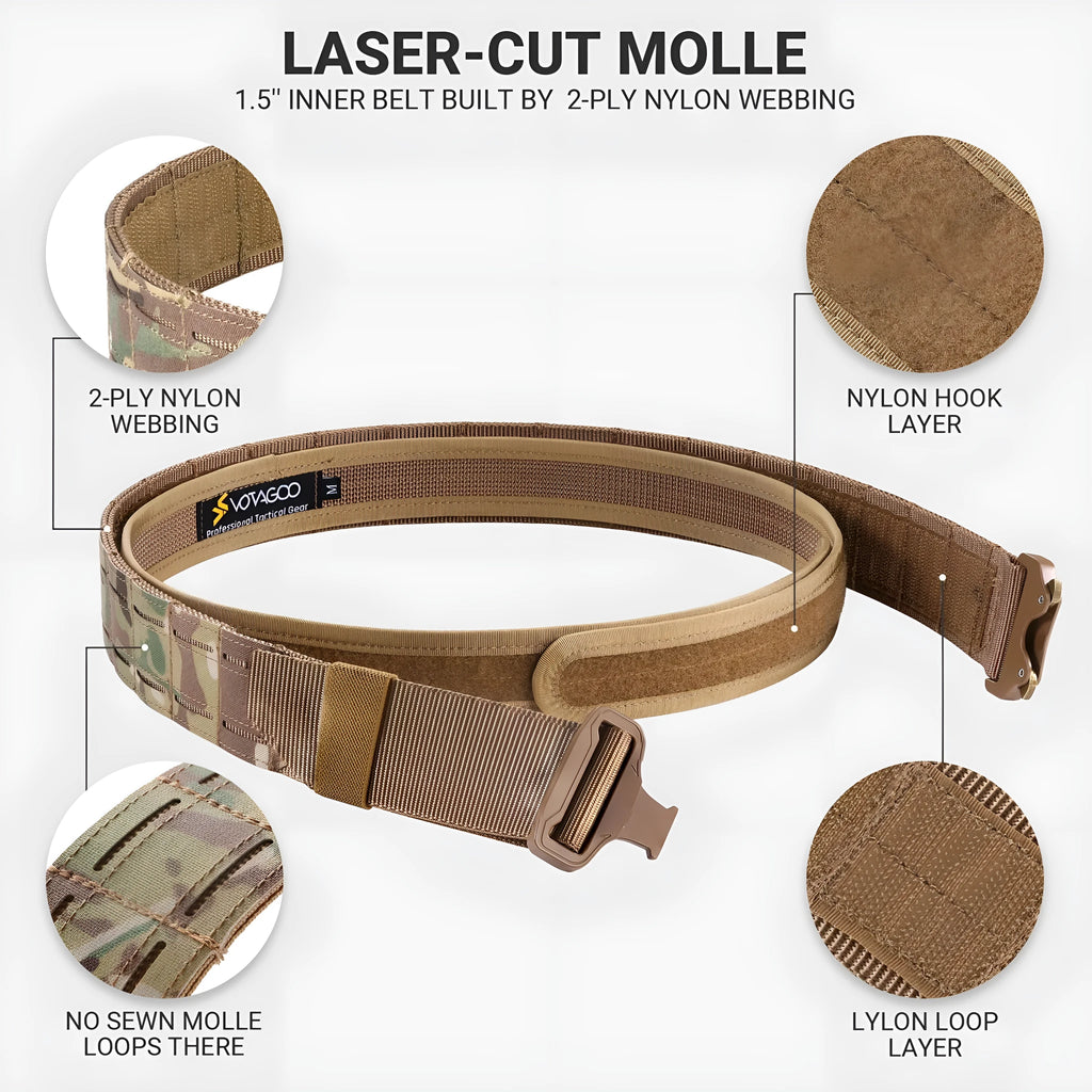 VOTAGOO 2-inch laser cut tactical belt in CP camouflage with automatic alloy buckle