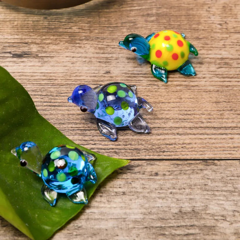 Geometric glass turtle desktop ornament in modern simplicity style with colourful shell and head combinations