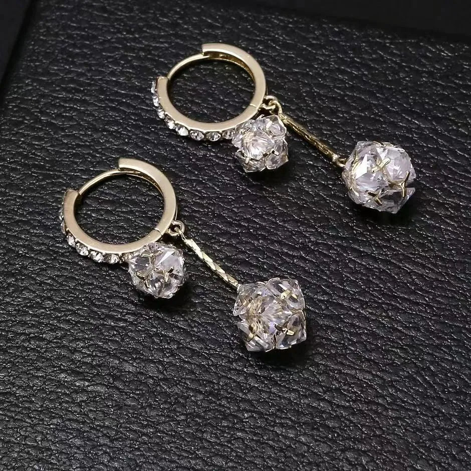 Silver confession balloon theme copper earrings with tassel and rhinestone ball double pendant.