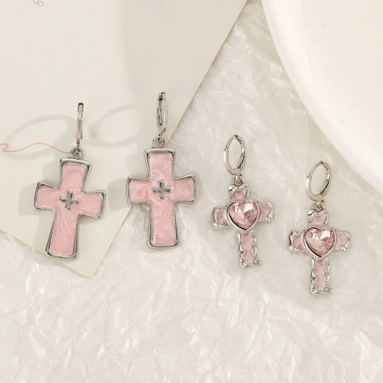 Women's classic cross crystal alloy earrings in five colour variations with geometric and animal designs